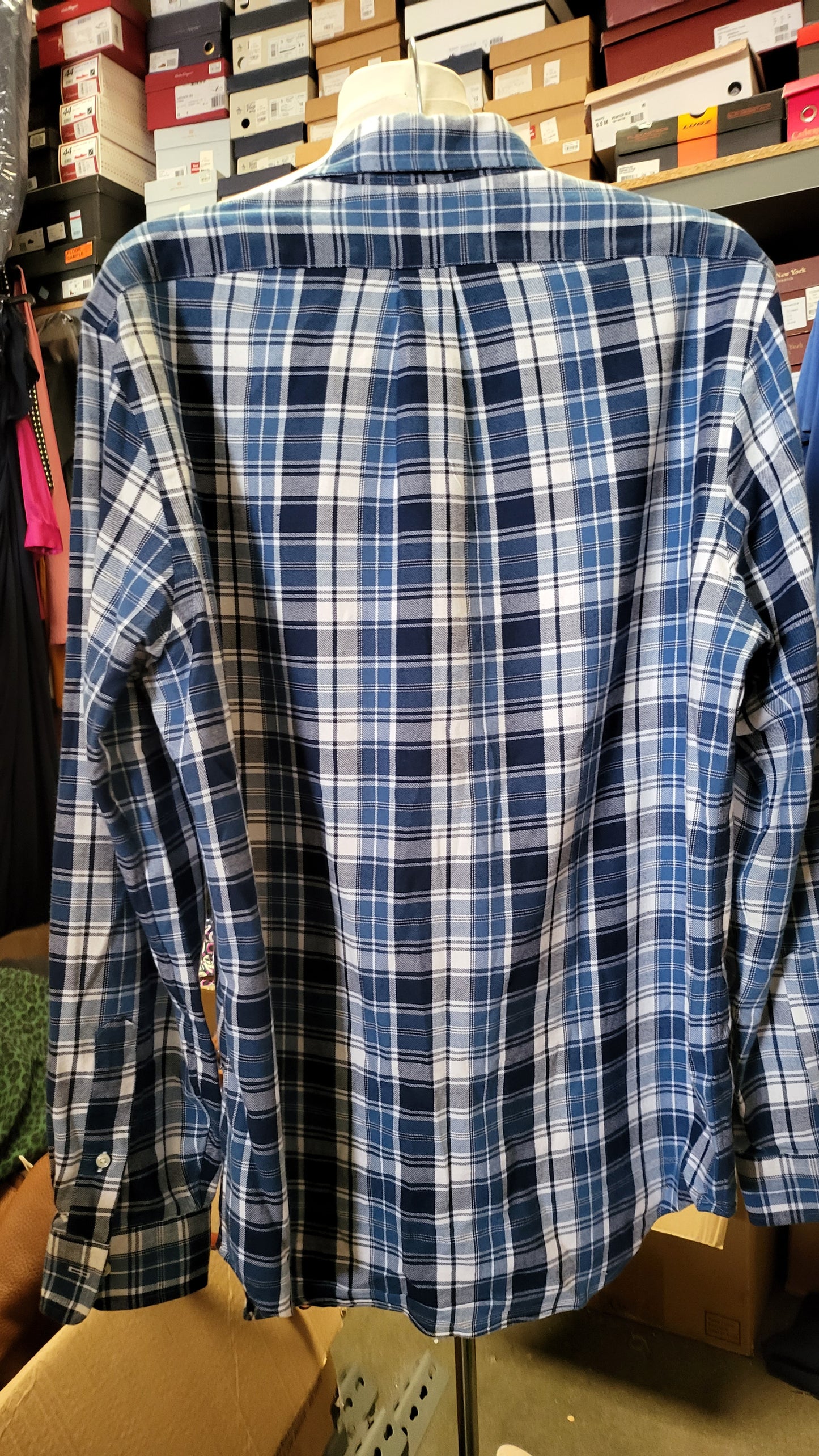 Polo Ralph Lauren Classic Fit Plaid Performance Shirt Color Navy Multi Size L