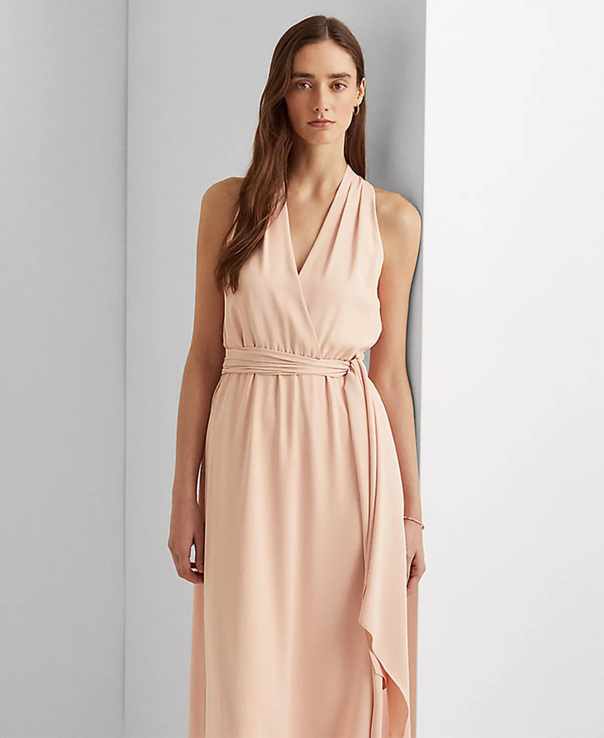 Lauren Ralph Lauren Georgette Halter Dress Color Pale Pink Size 4