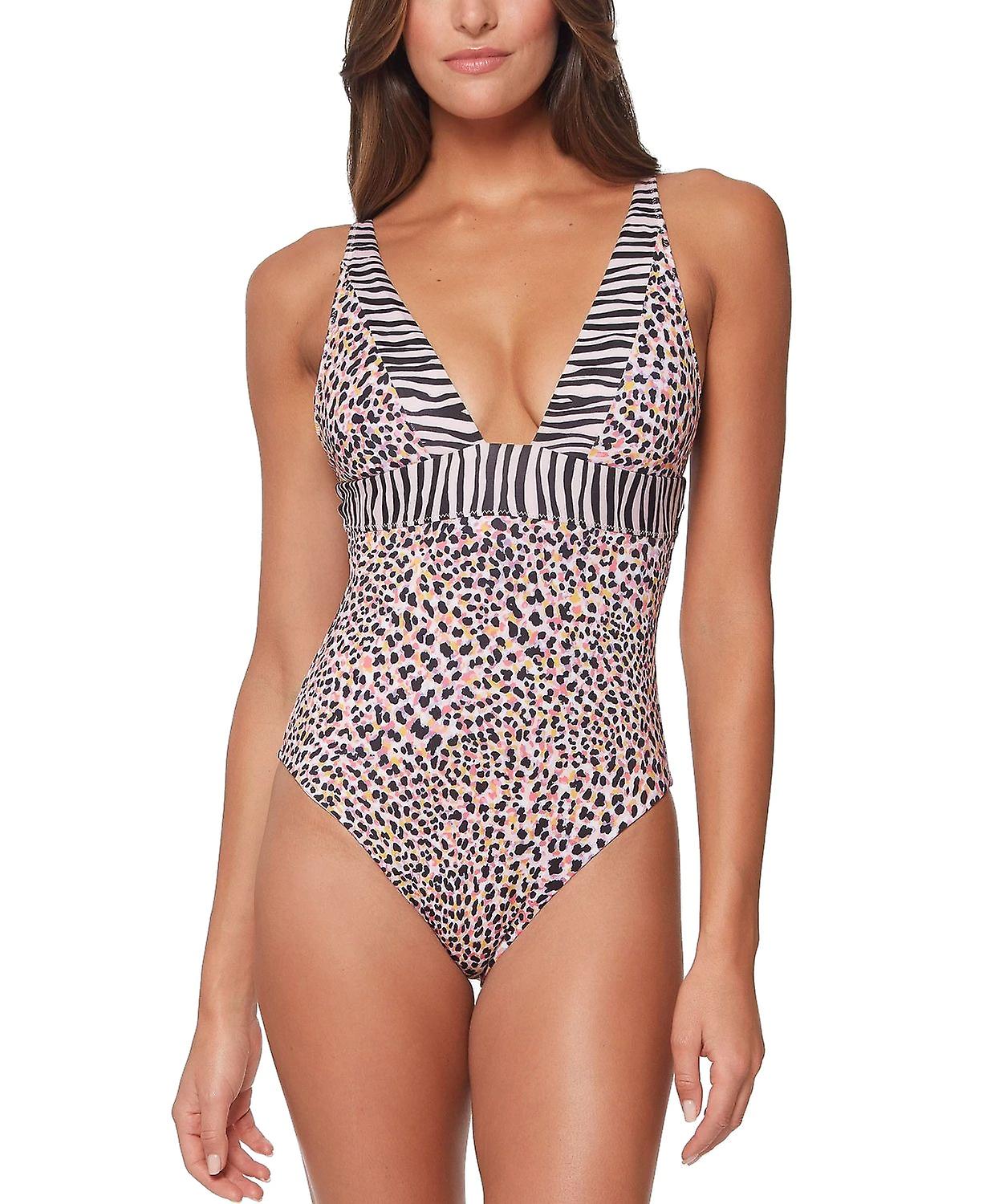 Sanctuary Plunge Pretty Exotic One-Piece Swimsuit Color Pink Size XL