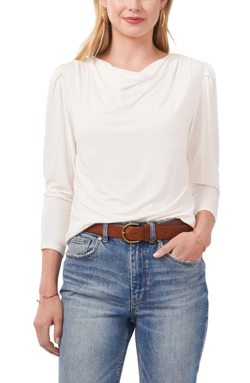 VINCE CAMUTO Women's Drape Neck Knit Top Color Ivory Size M