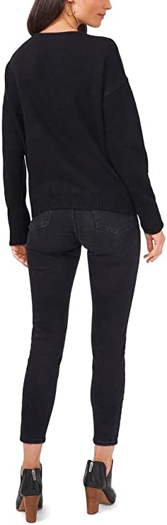 Vince Camuto Tie-Hem Boat-Neck Sweater Color Rich Black Size M
