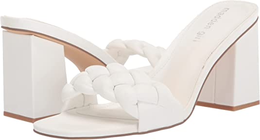 Madden Girl Gracy Braided Block-Heel Slide Color White Paris Size 5.5M