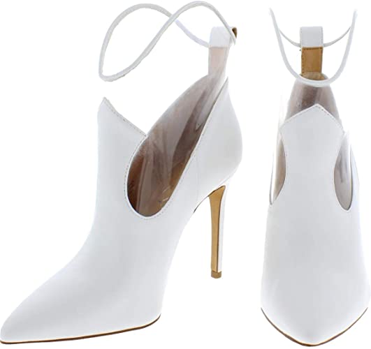 Jessica Simpson Women's Periya Faux Leather Transparent Heeled Western Booties Color Bright White Size 9.5M