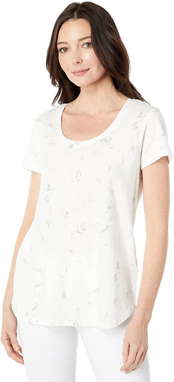 Vince Camuto Women's Marble-Textured Scoop-Neck Top Color New Ivory Size XL