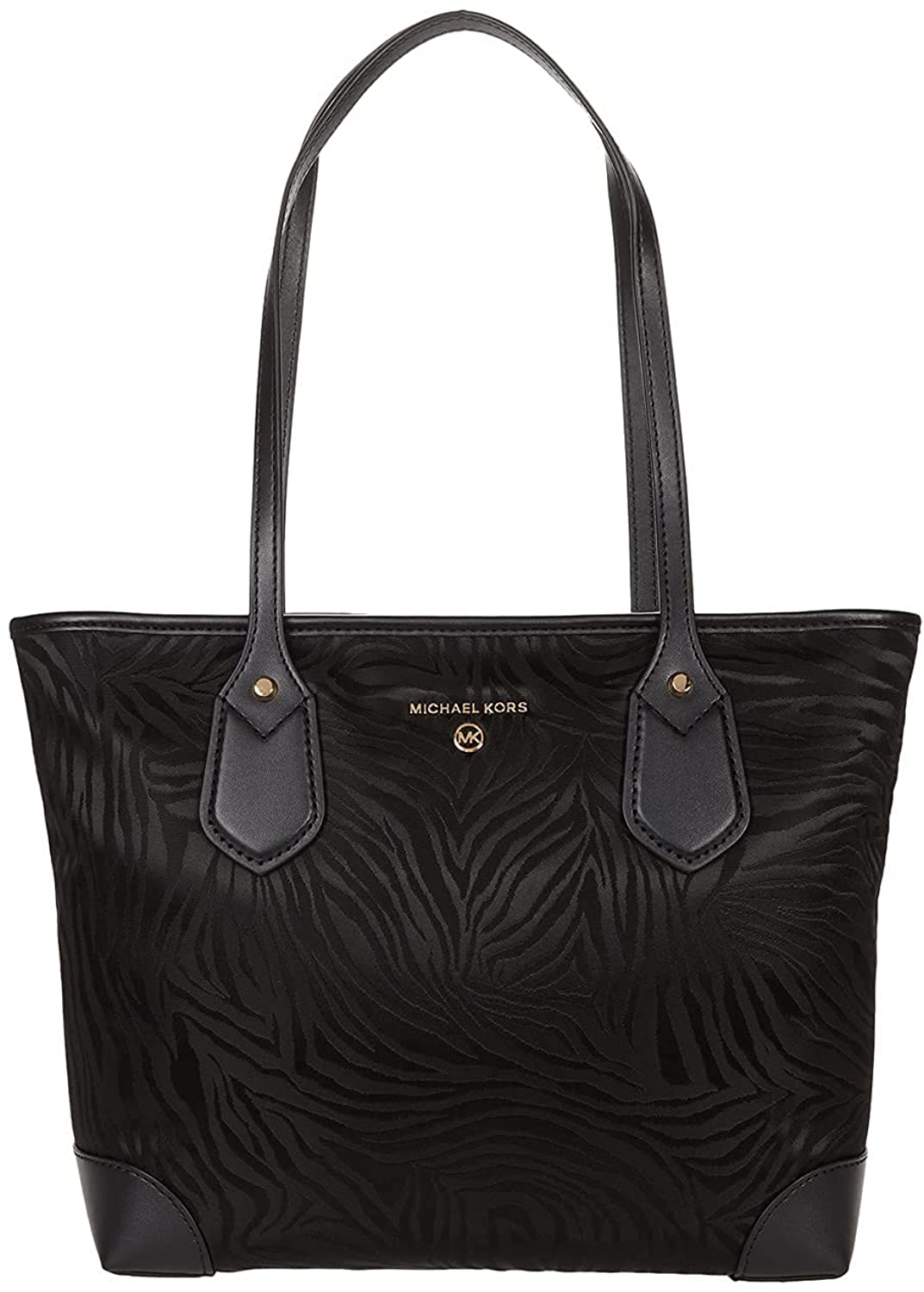 Michael Kors Eva Small Top Zip Tote Style 30T1GV0T1Y Black/Gold