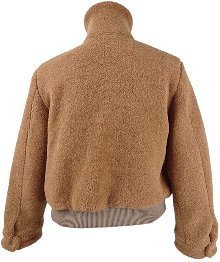 Collection B Juniors' Faux-Fur Teddy Bomber Jacket Color Camel Size L