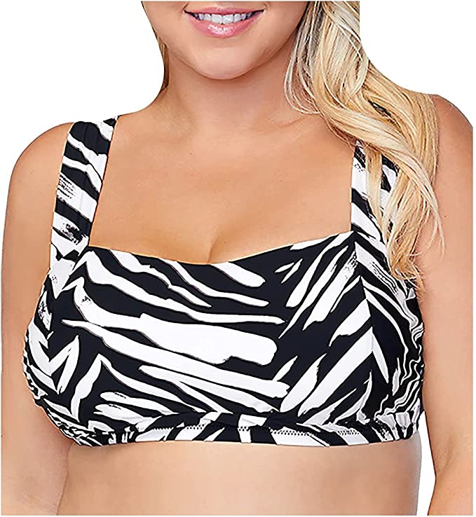 Raisins Curve Plus Size Meru Jamaica Swim Top Color Black Stone Size 14W