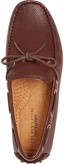 Bloomingdale's Men’s Tie Driver Leather Square Toe Loafers Color Brown Size 8.5M