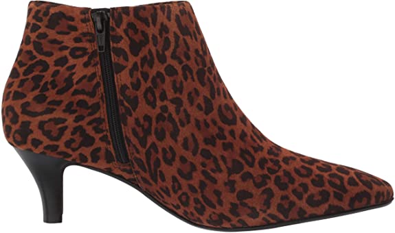 Clarks Women's Linvale Sea Ankle Boots Color Dark Tan Leopard Suede Size 8M