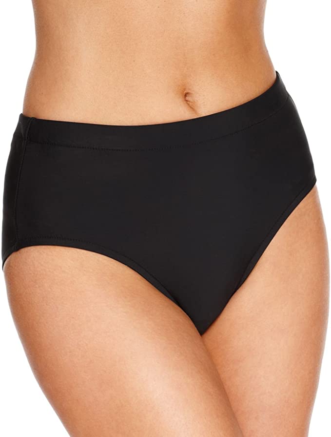 Swim Solutions High-Waist Swim Brief Bottoms Color Black Size 16