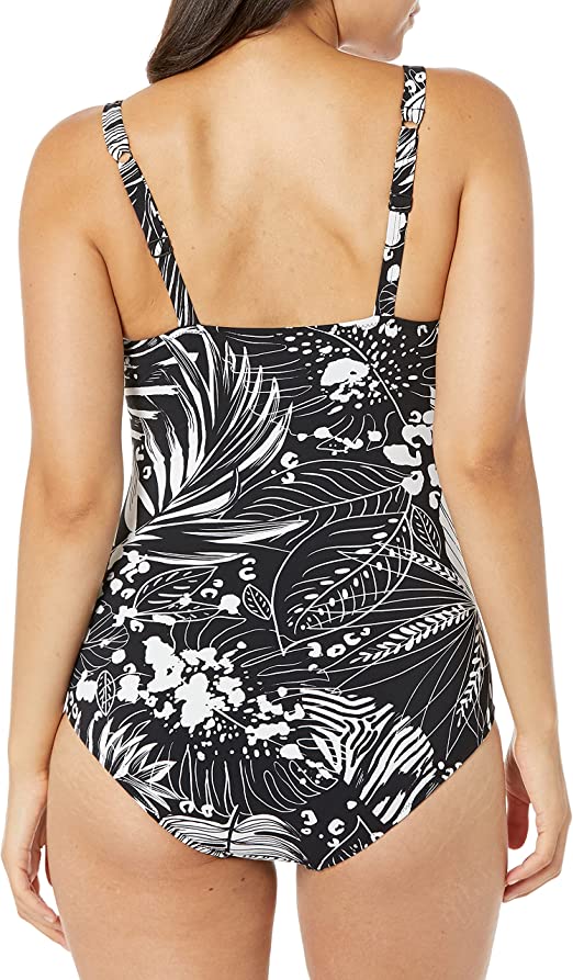Profile by Gottex Standard Marbella D Cup One Piece Swimsuit Color Black/White Size 8D