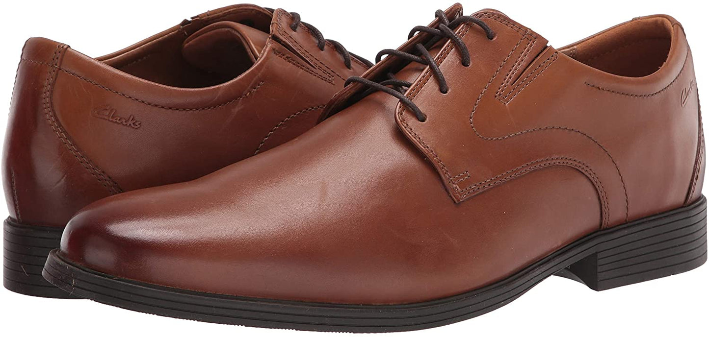 Clarks Men's Whiddon Plain Oxford Color Dark Tan Leather Size 9W