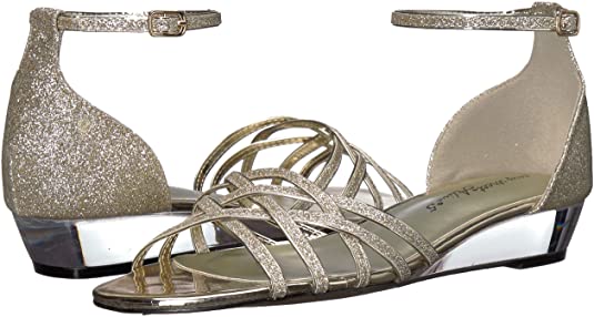 Easy Street Women's Tarrah Wedge Sandals Color Gold Glitter Size 7.5N