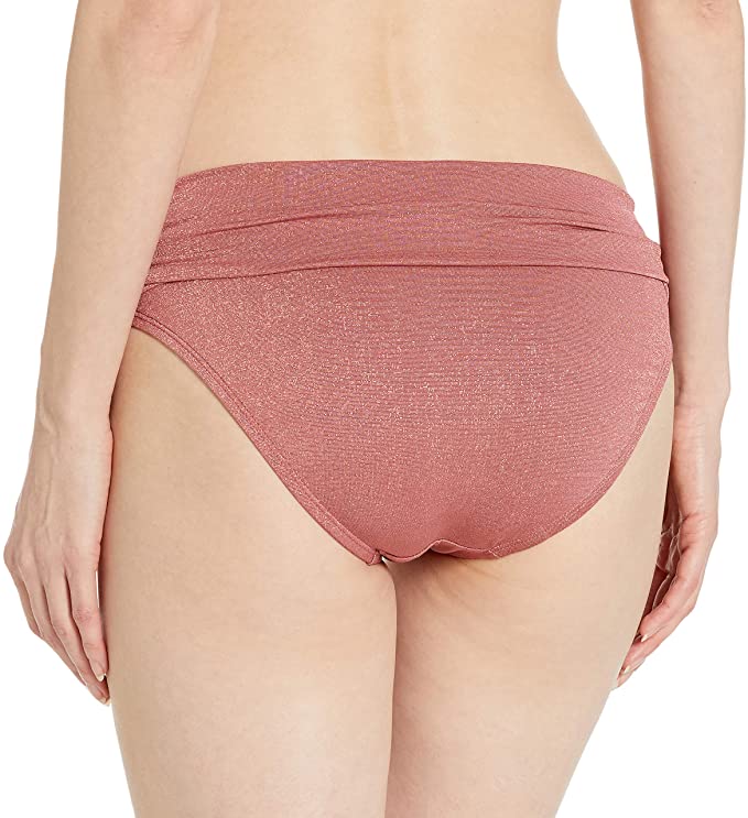 Kenneth Cole New York Shirred Band Hipster Bikini Bottoms Color Rose/Day Glow Size XL