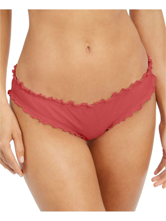 Sundazed Stretch Lined Ruffled Shirred Bikini Swimsuit Bottoms Color Terracotta Size M