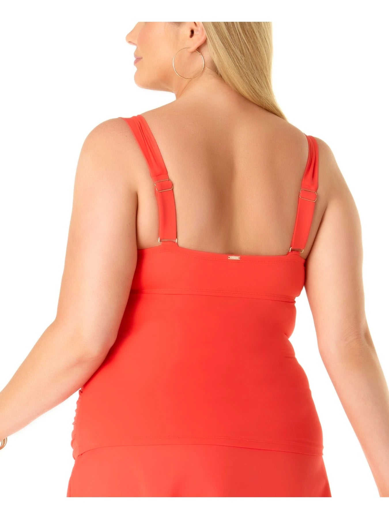 ANNE COLE Women's Removable Cups Adjustable Twist Front Underwire Tankini COLOR Red Size 22W