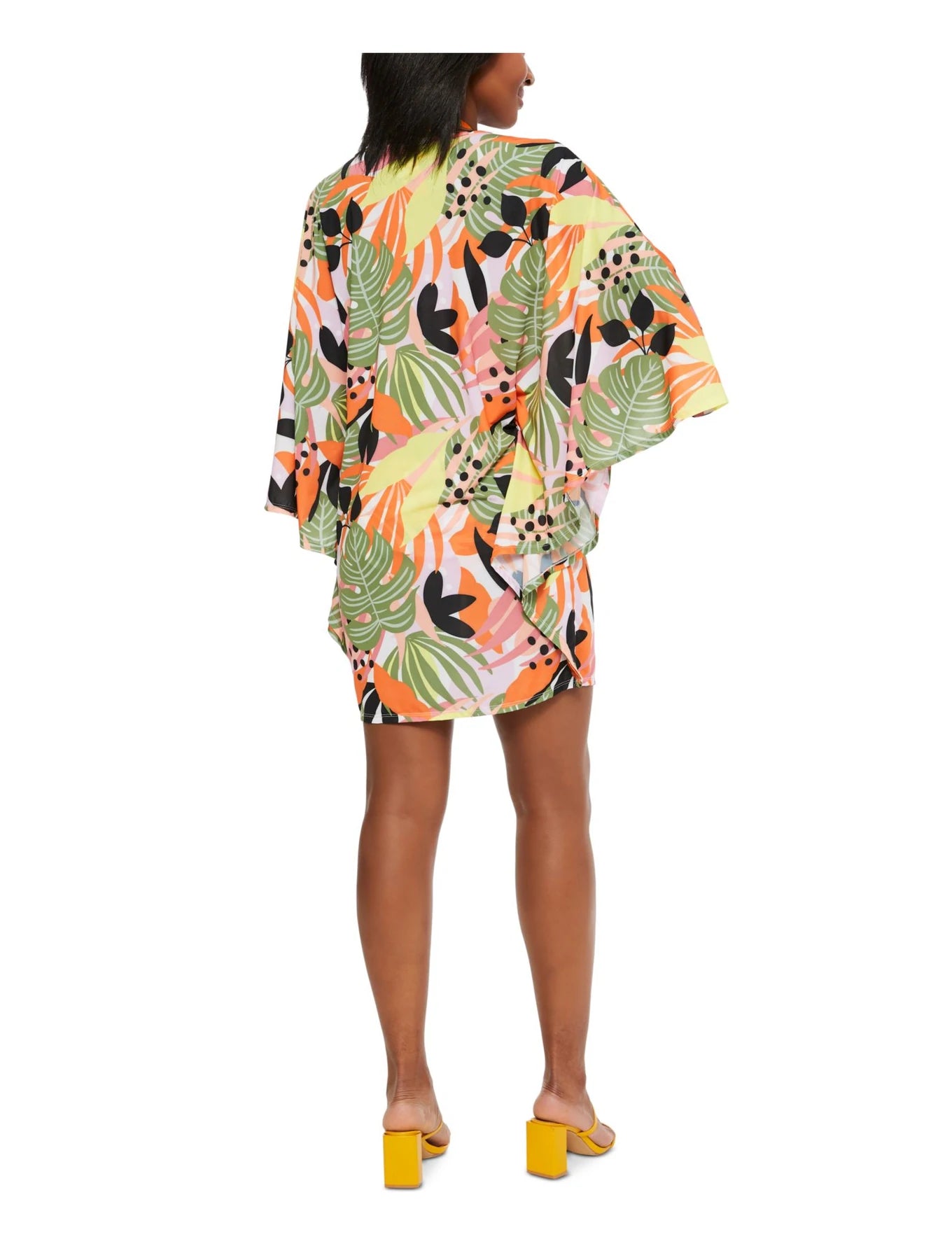 BAR III Women's Printed Caftan Deep V Neck Swimsuit Cover Up Multicolor Size S