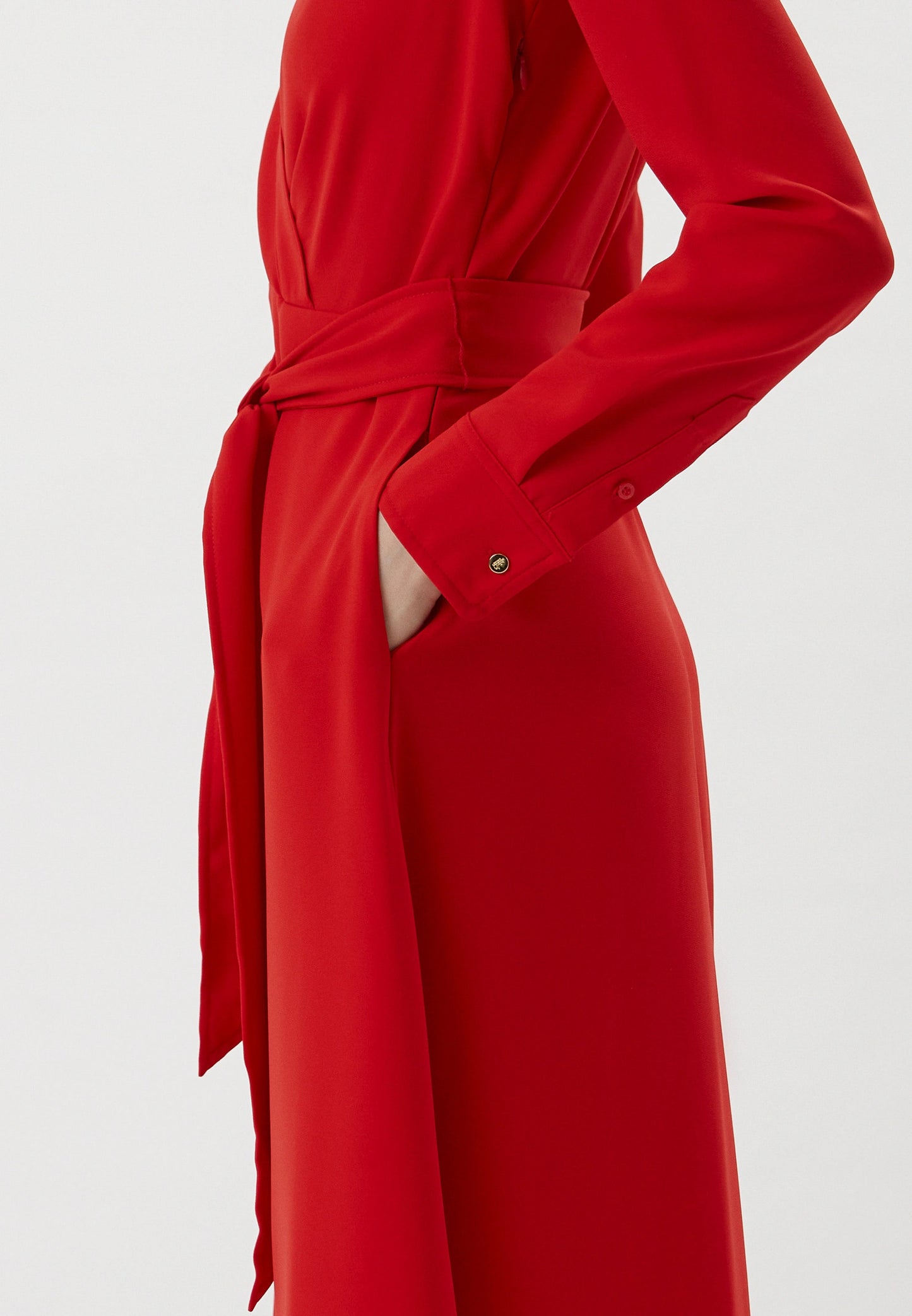 Lauren Ralph Lauren Surplice Georgette Midi Dress Color Lipstick Red Size 0