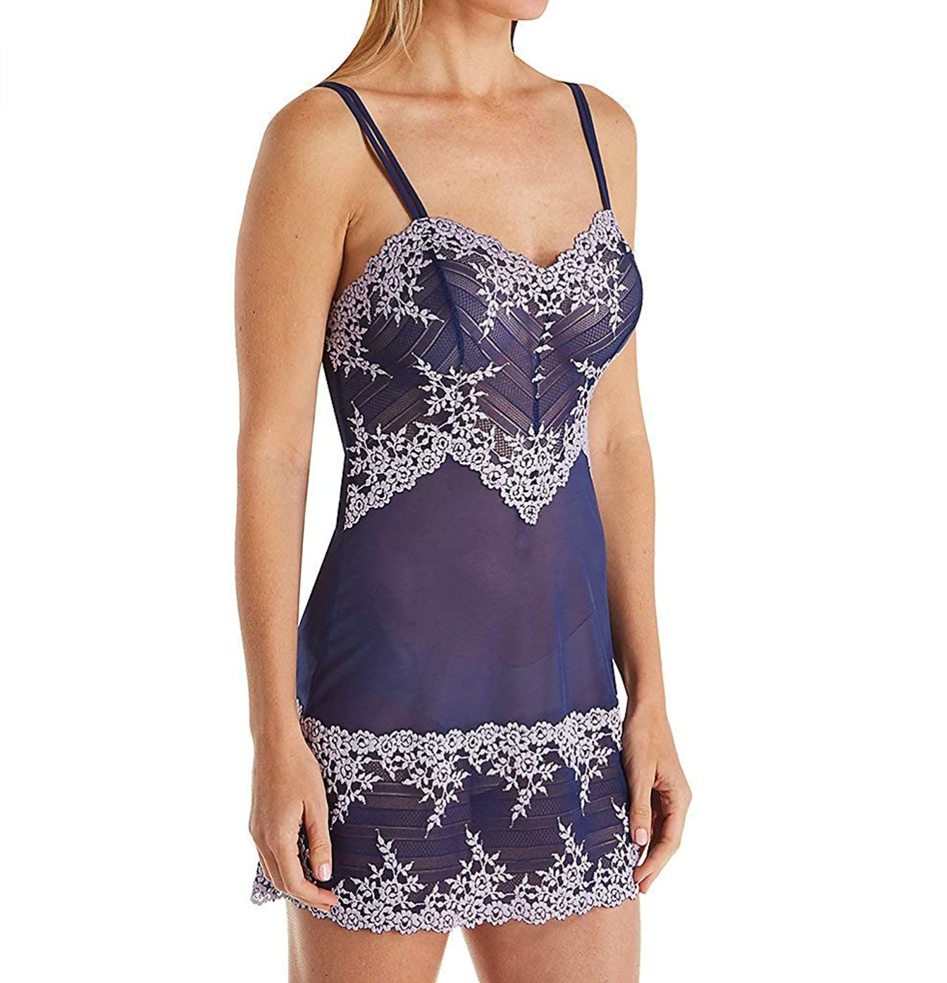 Wacoal Women's Embrace Lace Chemise Color Twilight Blue/Lavender Fog Size XL