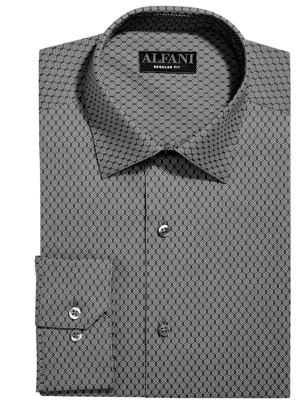Alfani Men's Regular Fit 2-Way Stretch Performance Shirt Color Gray Size XL (17-17.5/32-33)