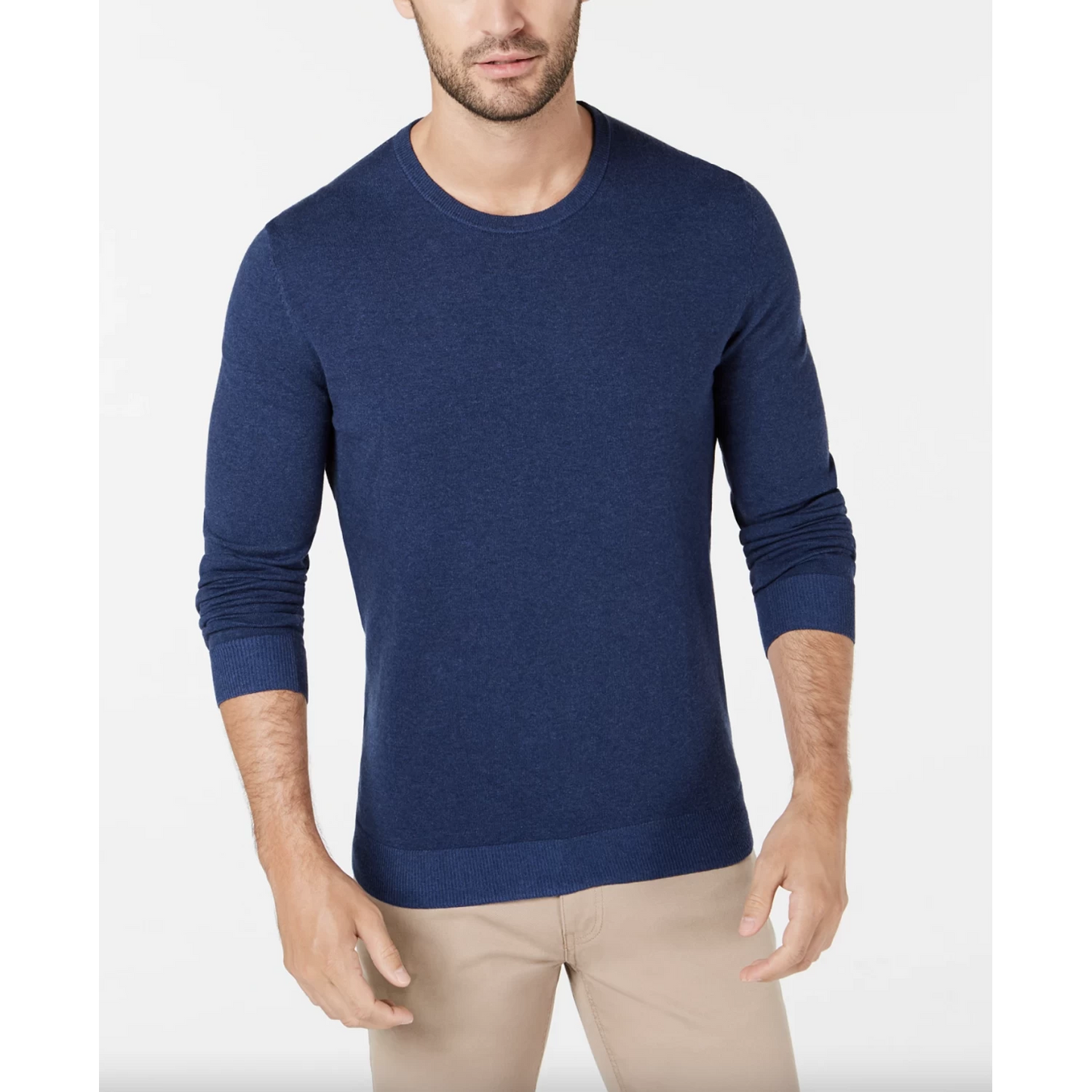 Alfani Men’s Solid Crewneck Sweater Color Indigo Size M