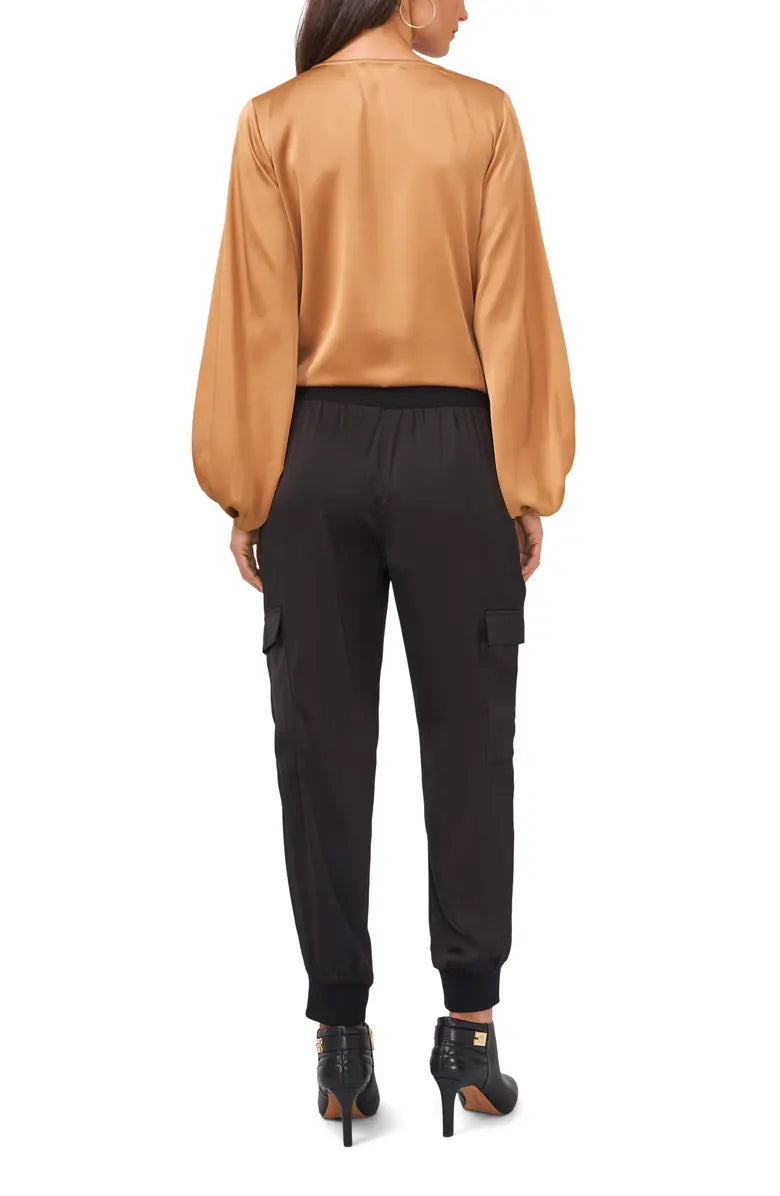 Vince Camuto Ruched Front Crepe Blouse Color Wild Oak Size L