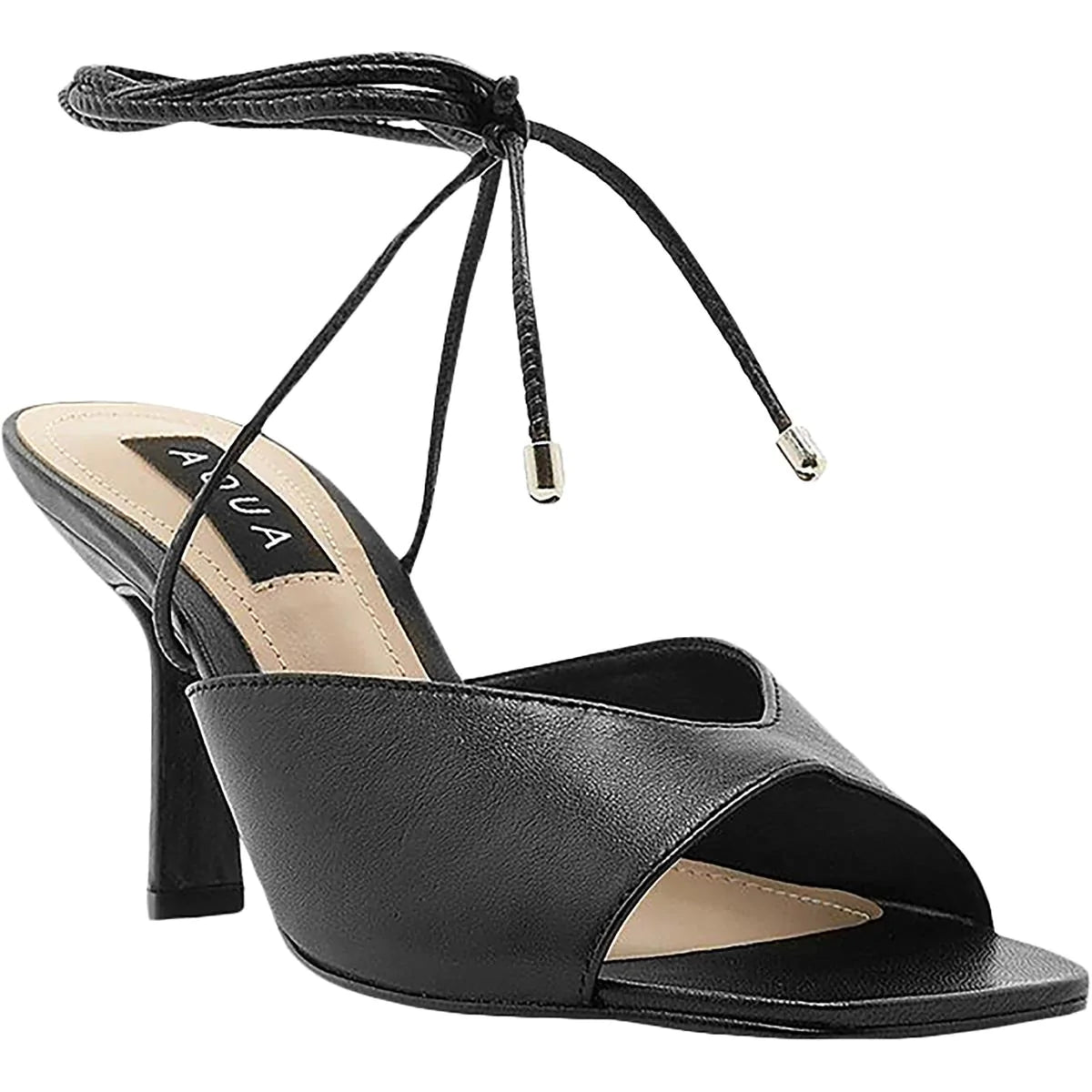 AQUA AMIELE WOMENS SLIP ON GLADIATOR LACES MULES Color Black Size 8B/M