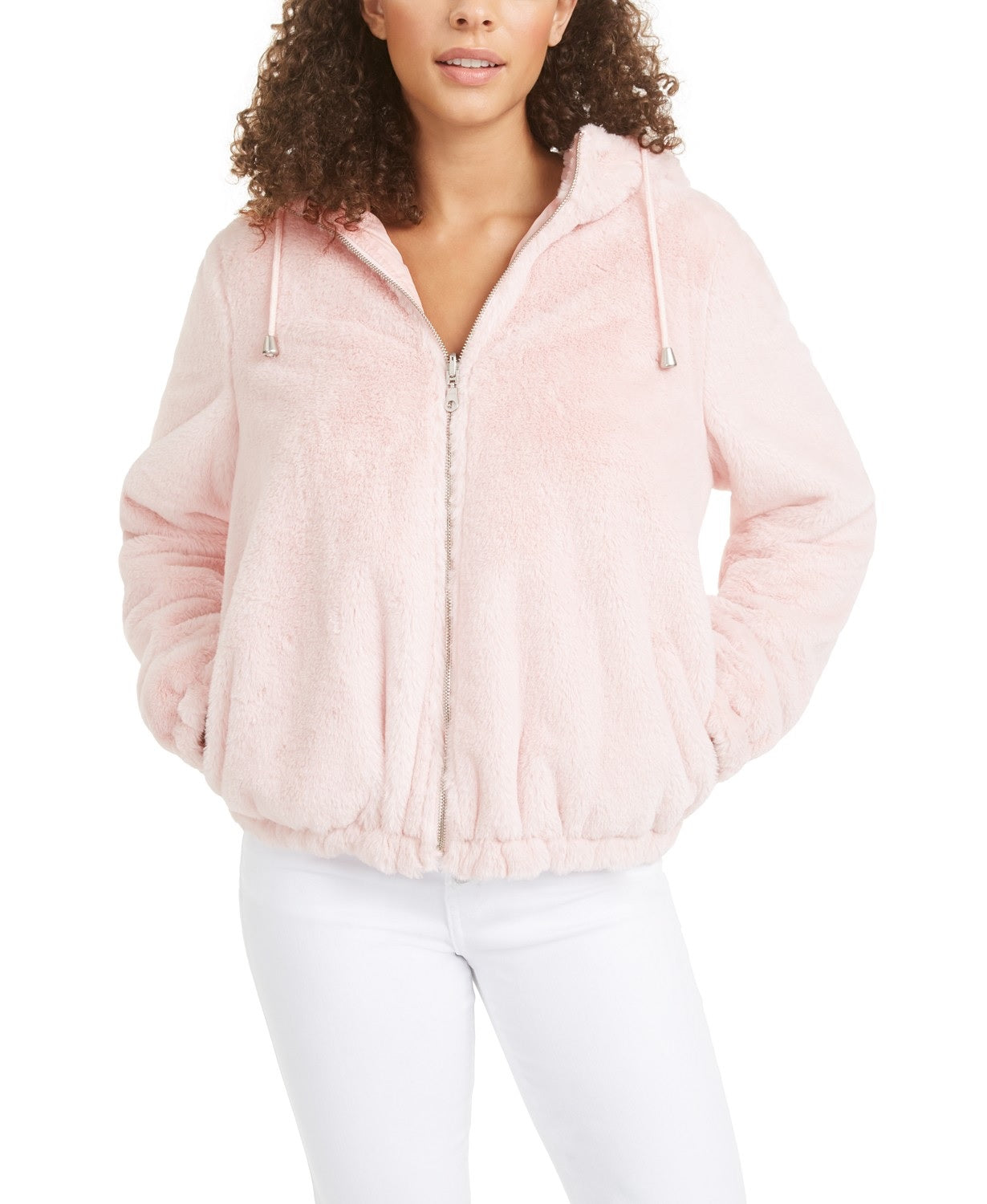 Maralyn & Me Juniors' Reversible Cropped Hooded Faux-Fur Coat 6961ME-E9 Size S