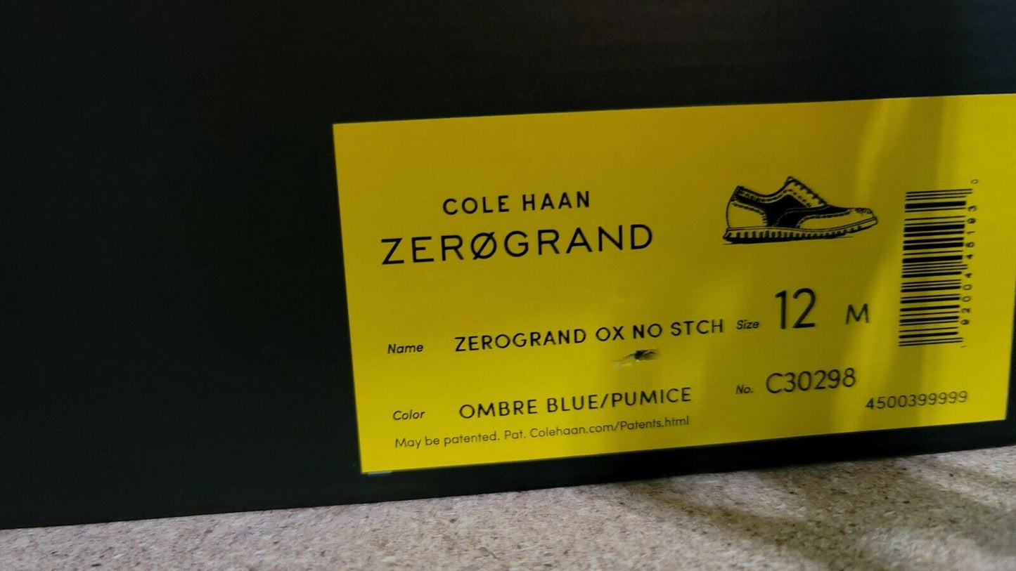 Cole Haan Mens Zerogrand No Stitch Brogue Lace-Up Oxfords Color Ombre Blue-pumice Stone Size 12 M