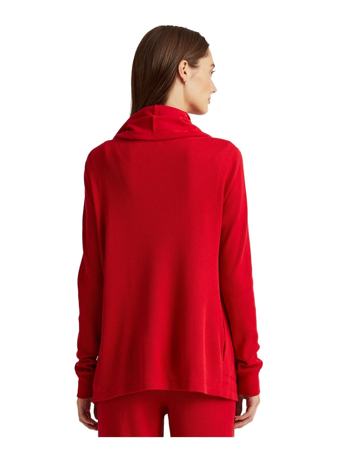 Lauren Ralph Lauren Thermal Waffle-Knit Cardigan Color Lipstick Red Size XL