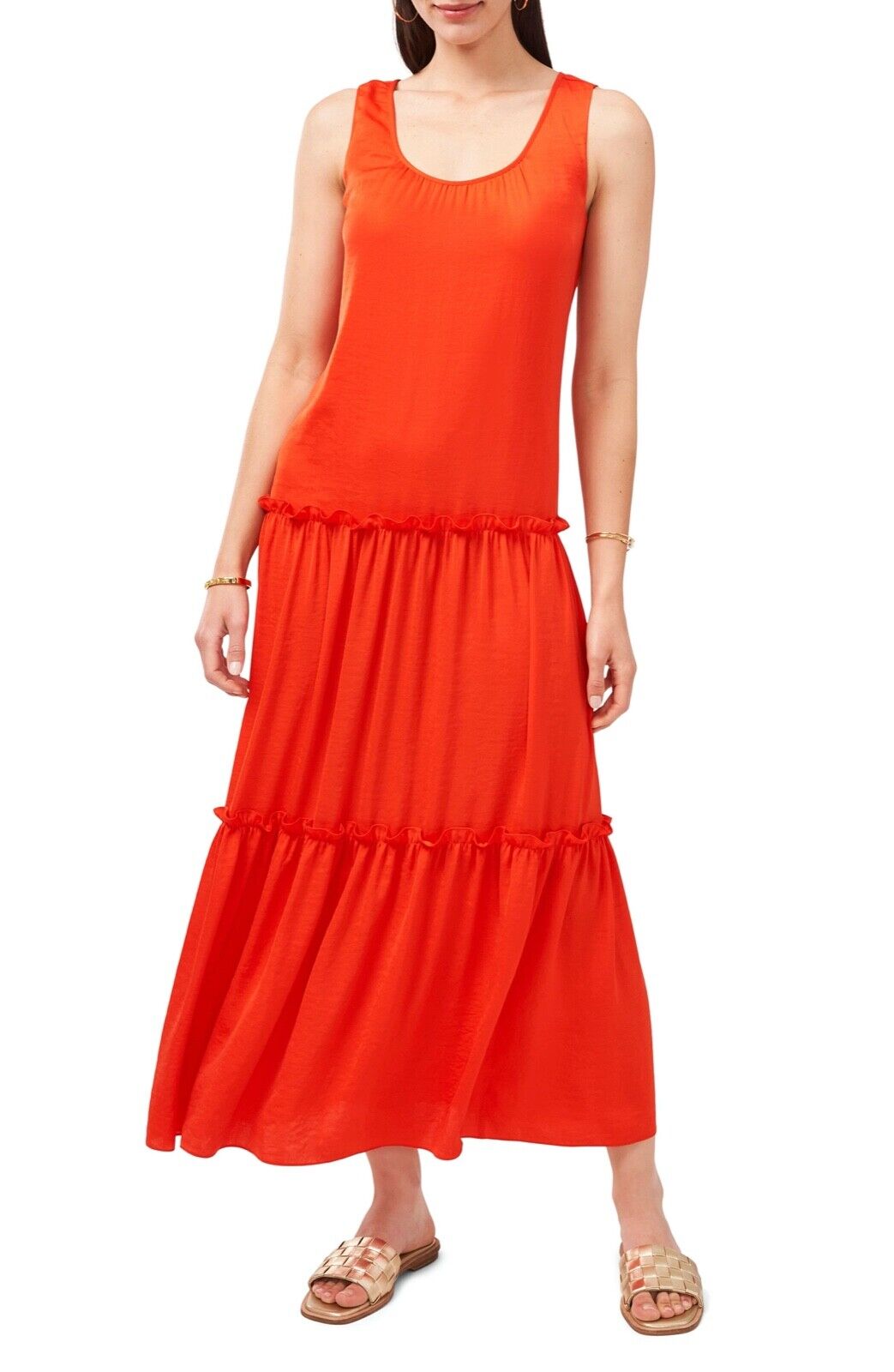 Vince Camuto Women's Tiered Sleeveless Maxi Dress Color Passion Fruit Size XS