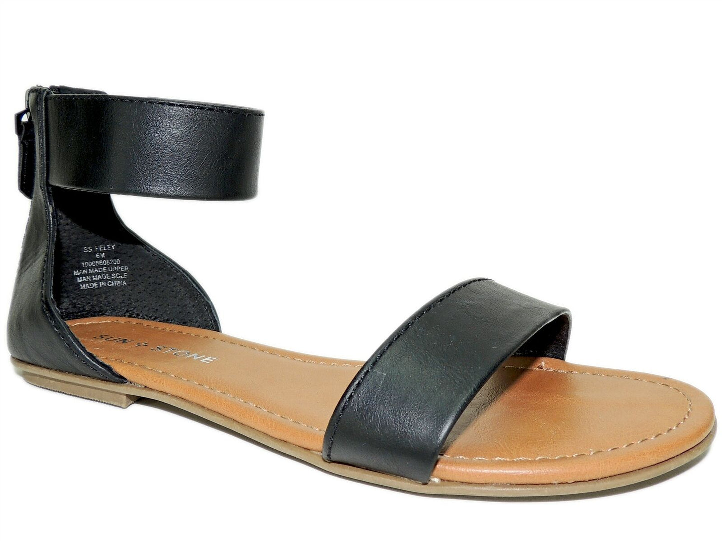 Sun Stone Women's Keley Flat Sandals Color Black Size 9M