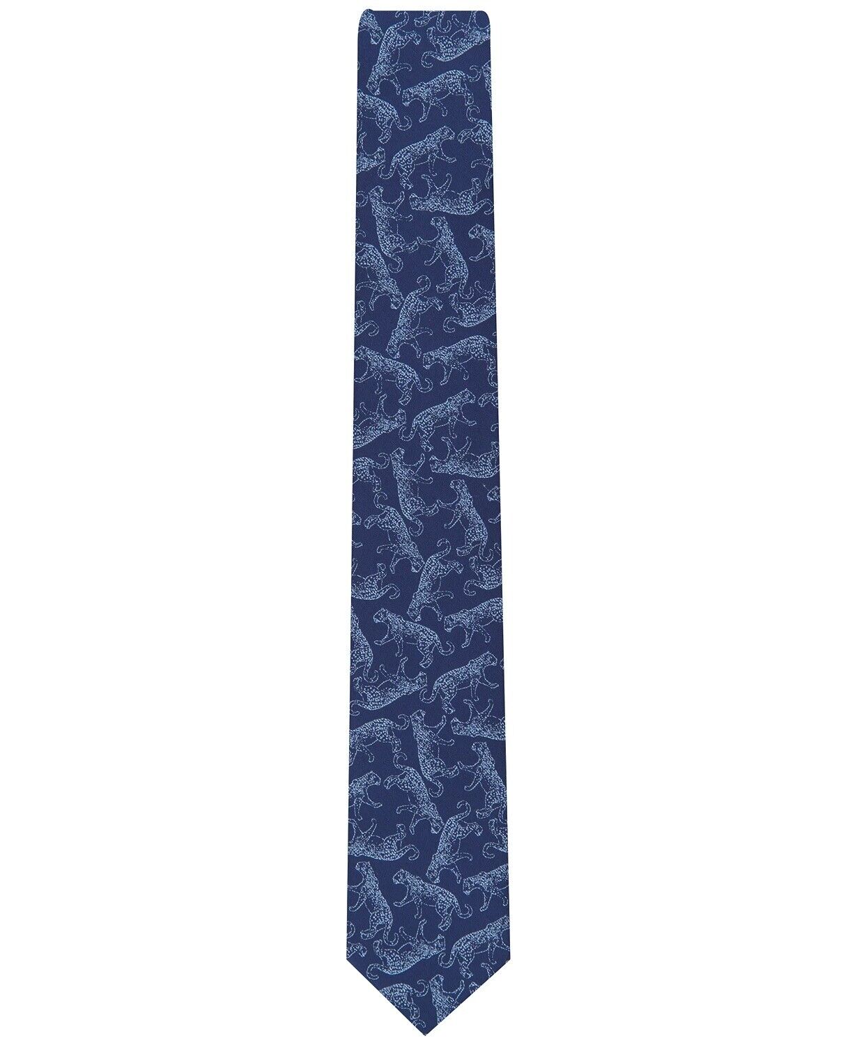 Bar III Mens Leopard Solid Skinny Tie Color Navy One Size