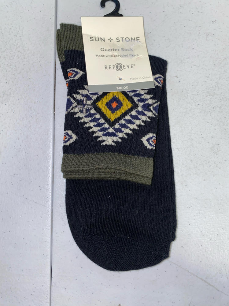 Sun Stone Mens Half-Calf Diamond Pattern Socks Color Black Diamond ONE SIZE
