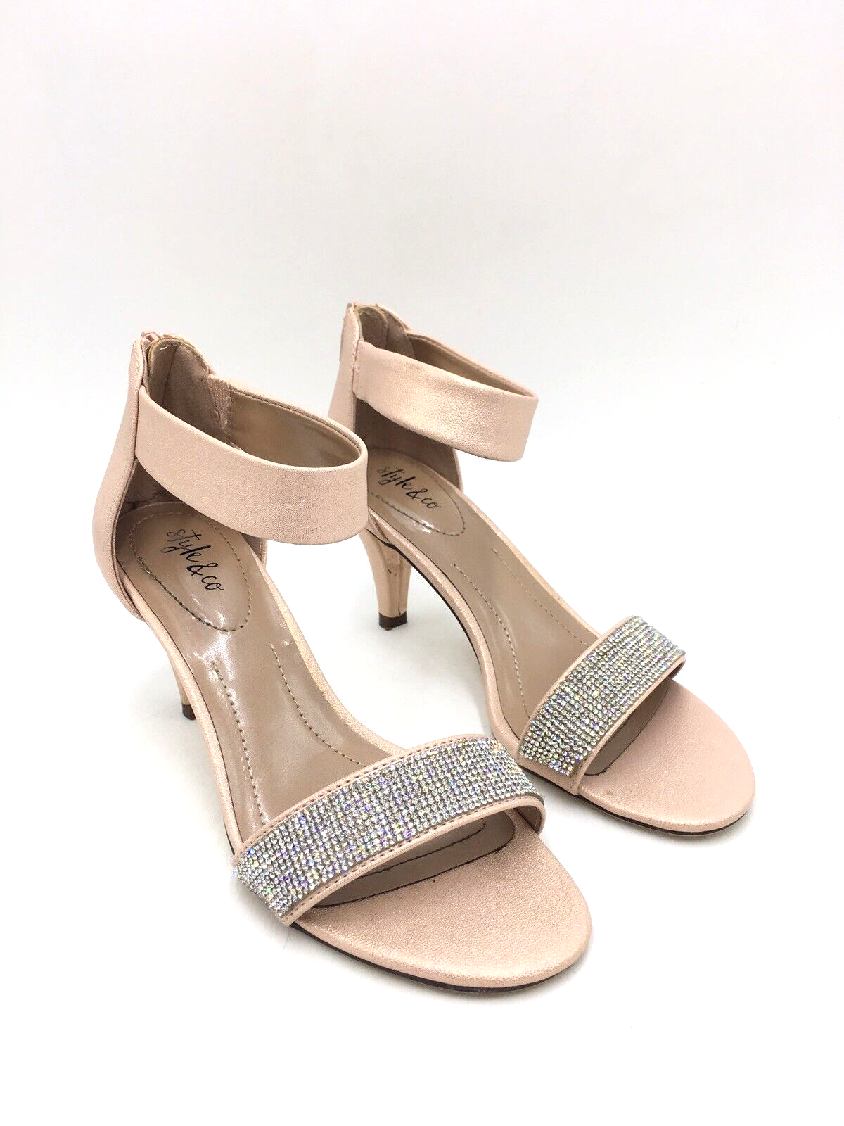 Style Co Phillyis Two-Piece Evening Sandals Color Blush Silver Size 8M