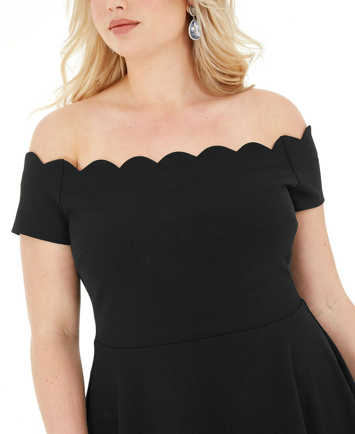 B. Darlin Women’s Plus Scalloped Off-The-Shoulder Mini Dress Color Black Size 20W