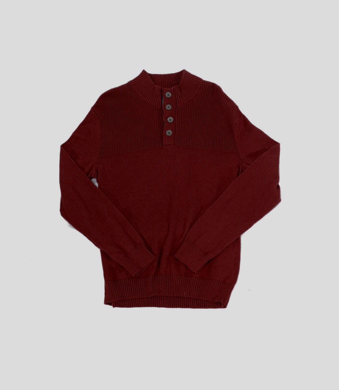 CLUB ROOM MEN’S SWEATER RIBBED FOUR BUTTON KNIT PULLOVER Color Red Size S