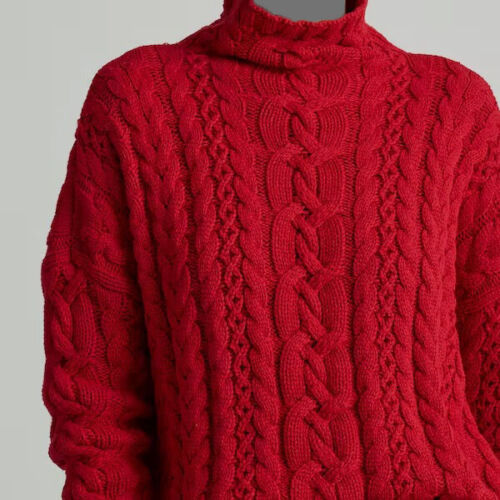 Lauren Ralph Lauren Women's Plus-Size Cable-Knit Turtleneck Sweater Lipstick Red Size 2X