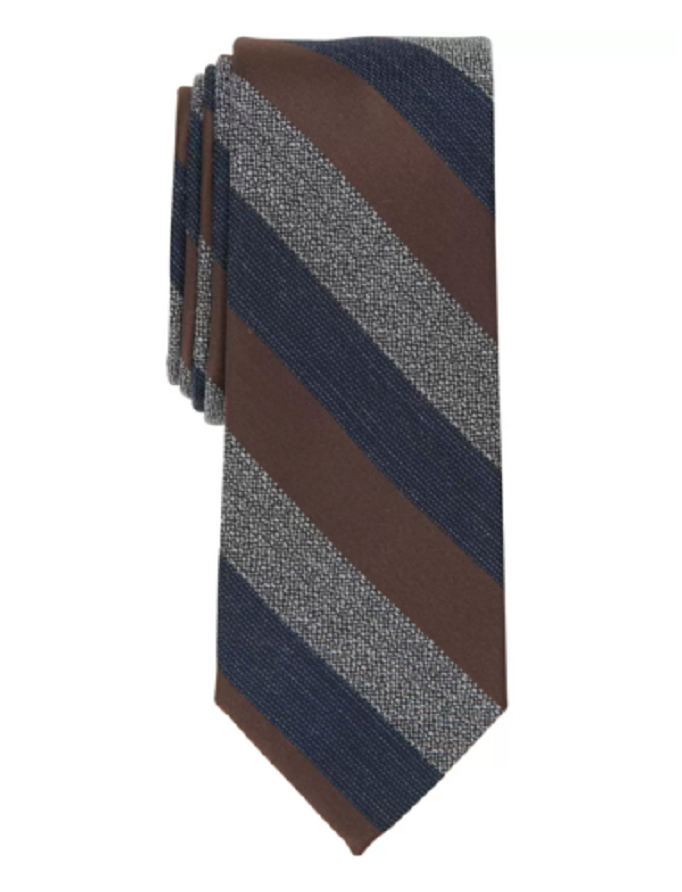 Bar III Mens Hall Skinny Stripe Tie Color Brown One Size Style 13C1-3000