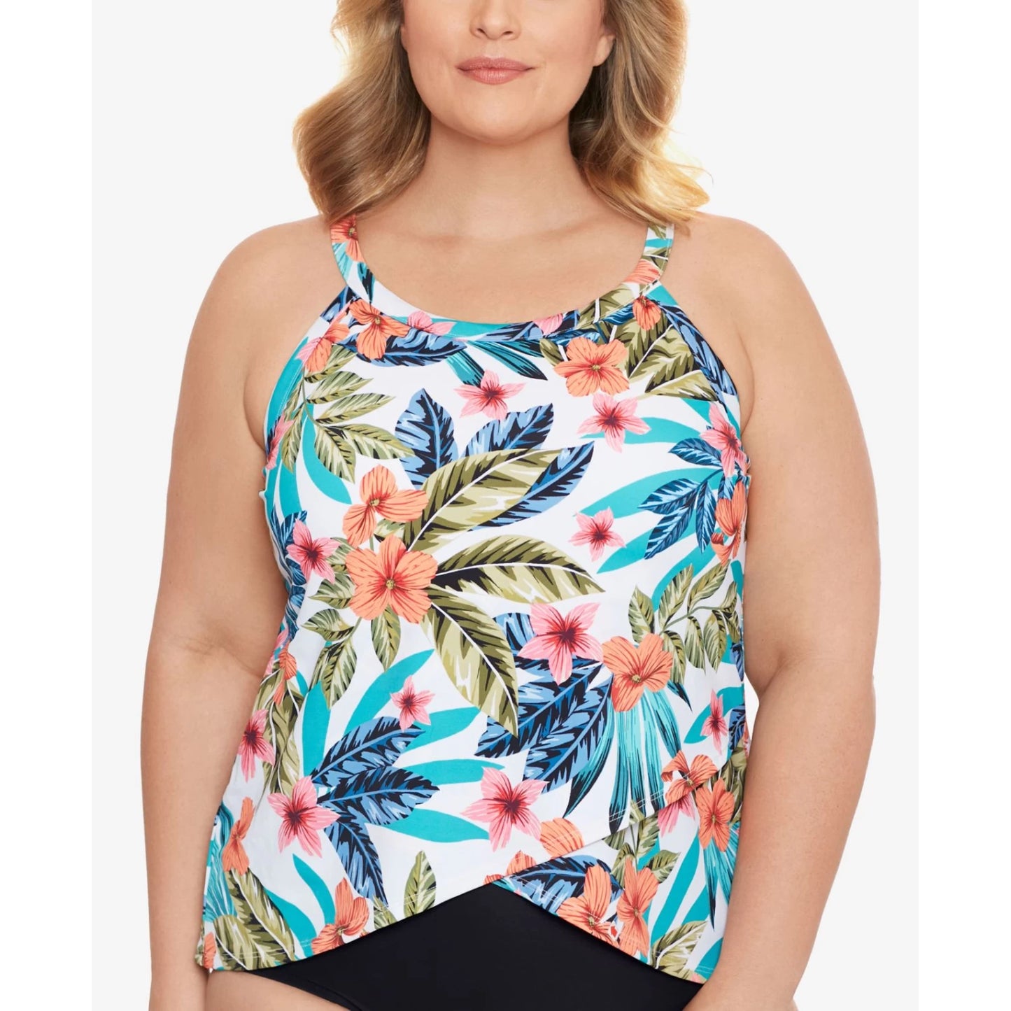 Swim Solutions Plus Montego Bay Printed Underwire Tankini Top MultiColor Size 22W