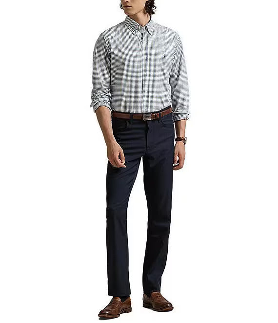 Polo Ralph Lauren Men's Slim-Fit Plaid Stretch Poplin Long Sleeve Woven Shirt  Color Blue Green Multi Size S