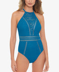Salt Cove Juniors Crochet One-Piece Swimsuit  Color Teal Blue Size S