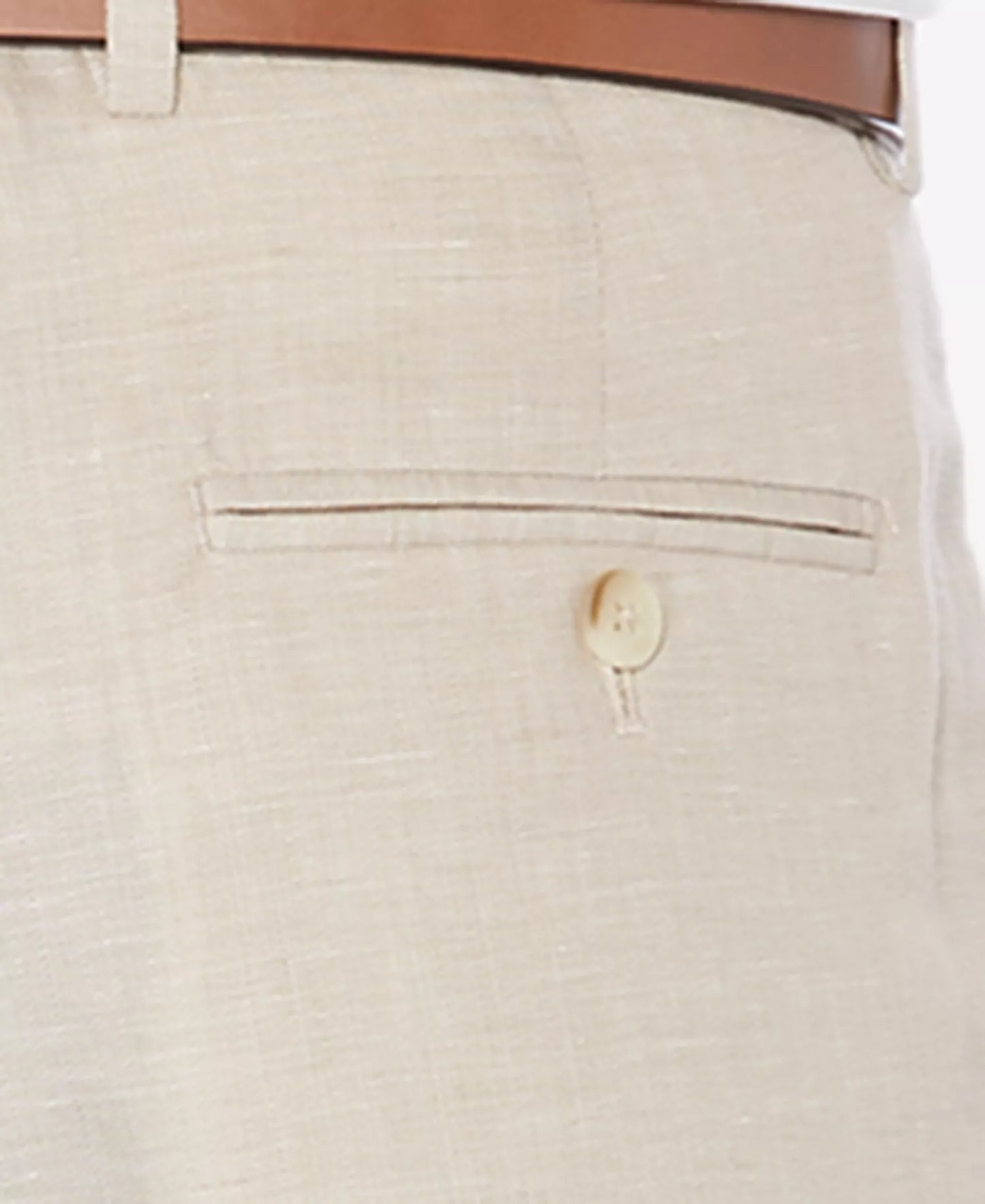 Perry Ellis Men's Classic-Fit Linen Blend Herringbone Pants  Natural W36xL32