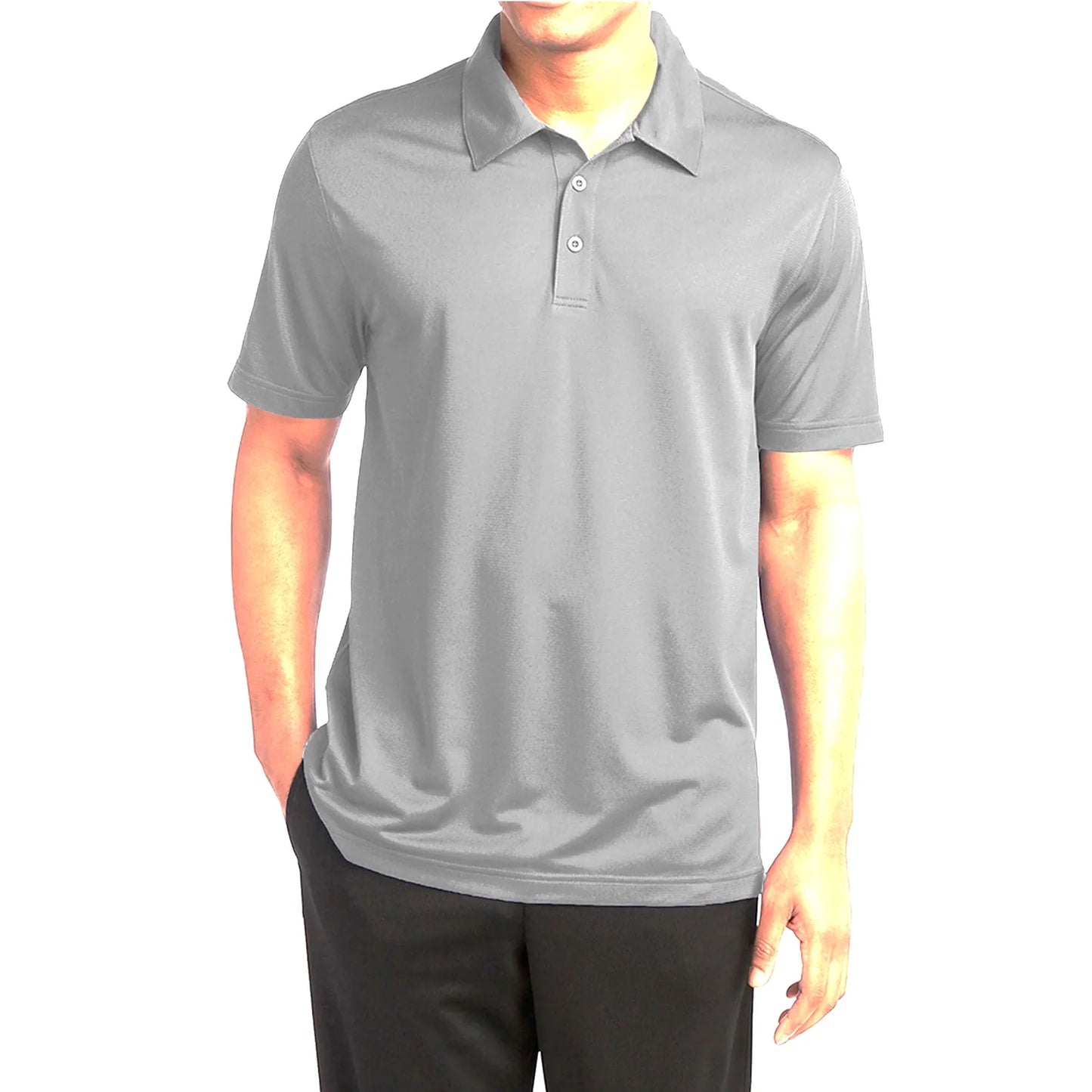 Galaxy by Harvic Men's Dry Fit Moisture-Wicking Polo Shirt  Gray Size M