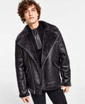INC International Concepts Men's Regular-Fit Vegan-Shearling Jacket Color Deep Black Size S