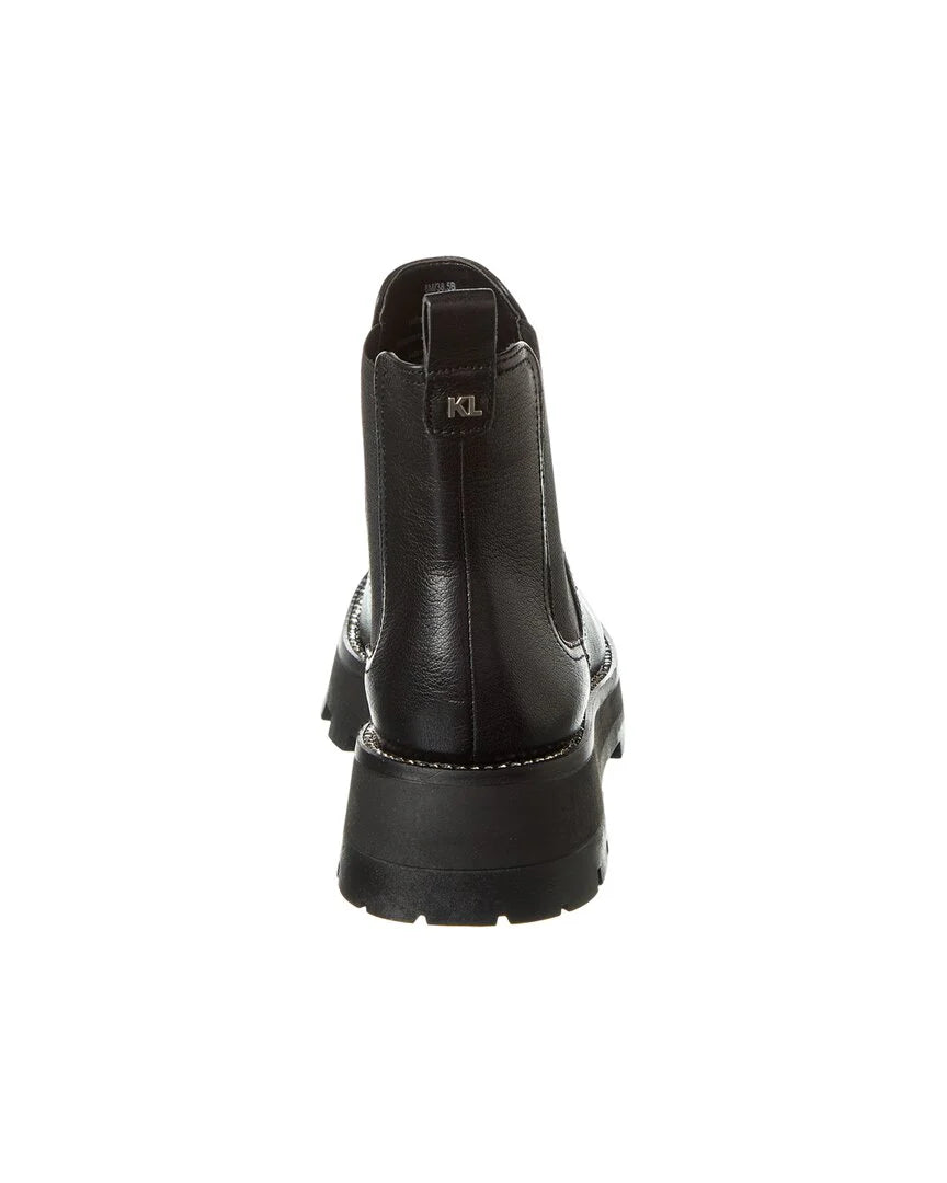 Karl Lagerfeld Paris Women's Mayde Slip-On Chelsea Booties  Color Black Leather Size 7M