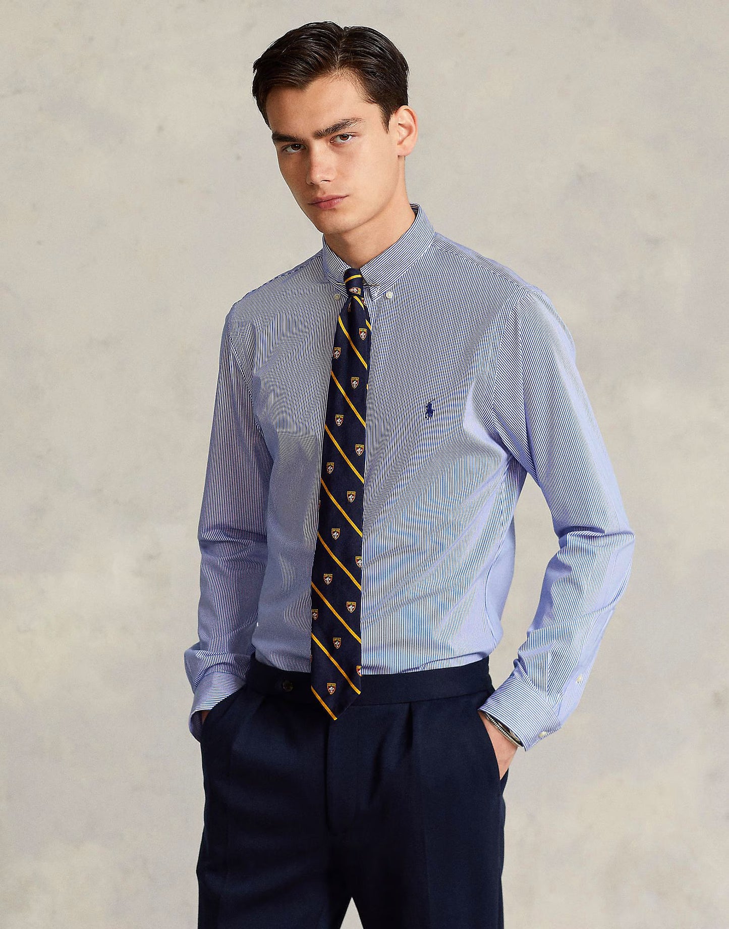 Polo Ralph Lauren Classic Fit Striped Stretch Poplin Shirt  Color Blue/White Hairline Strip Size 3XB