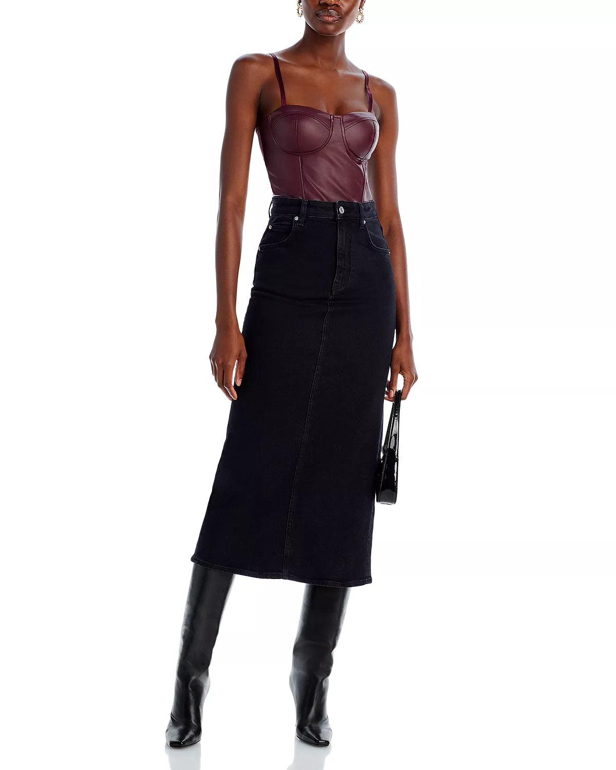 Aqua Women's Faux Leather Bustier Bodysuit  Color Taupe Size L