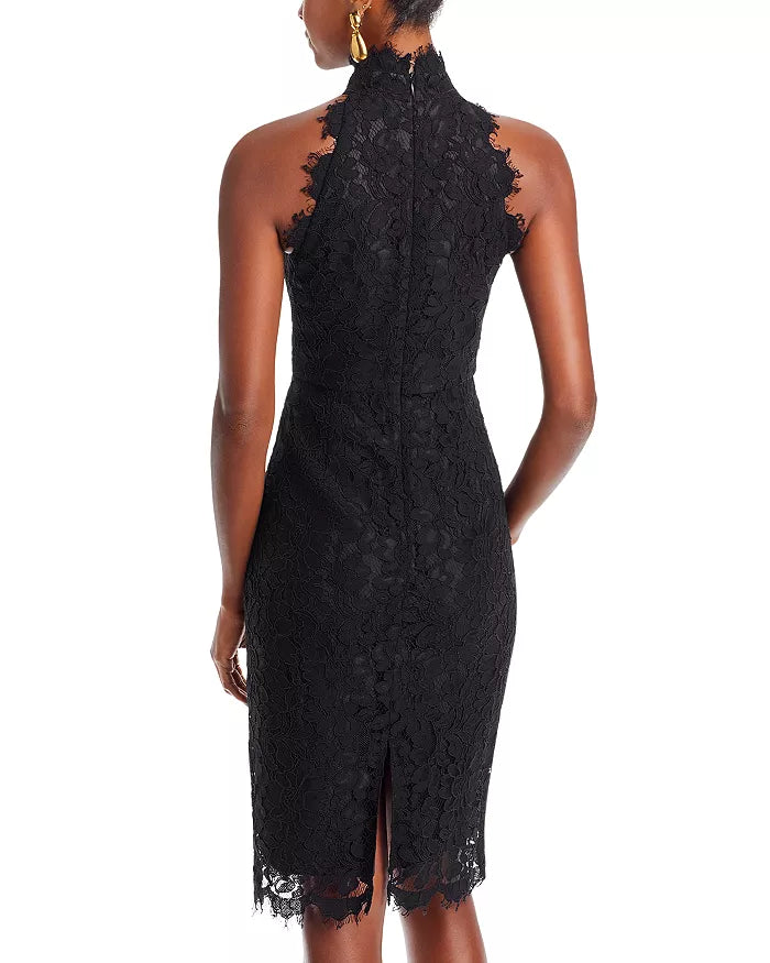 Eliza J Halter Mock Neck Lace Dress  Black Size 10