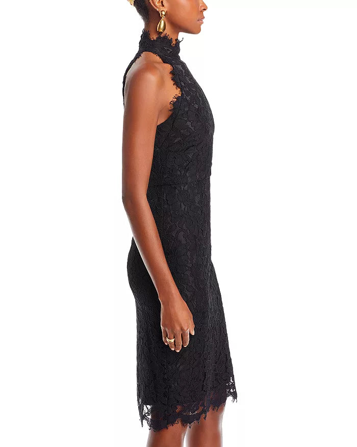 Eliza J Halter Mock Neck Lace Dress  Black Size 10